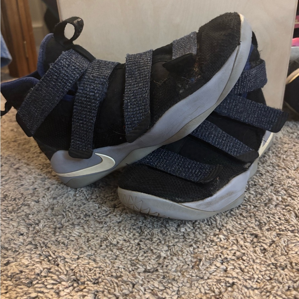 Kids Black and Blue LeBron Soldier Athletic Shoes